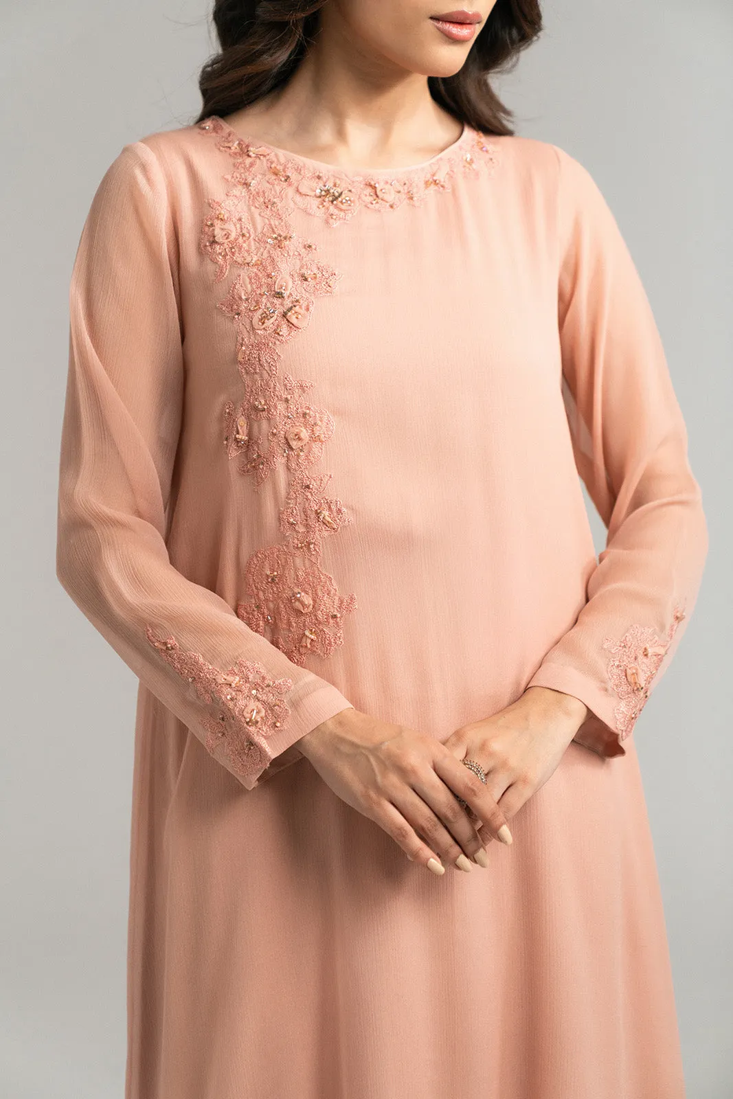 2 Piece Chiffon Embroidered Suit (FS0034)