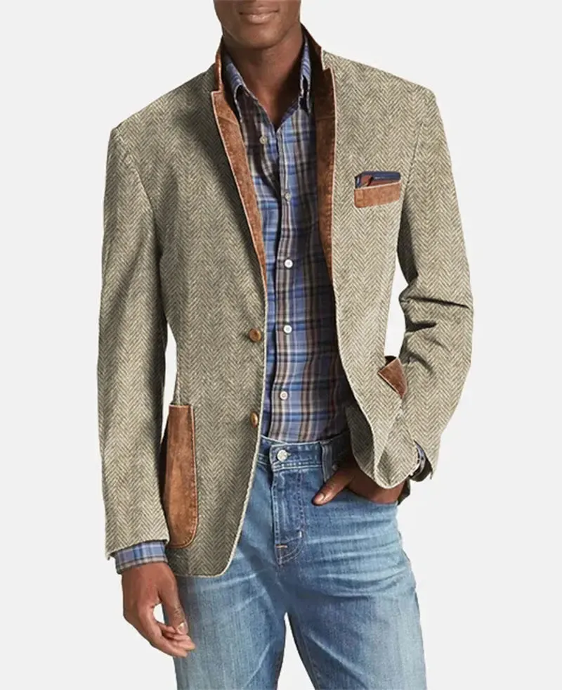 2023 Fashion Men Blazer Embroidery Mesh Patchwork Lapel Long Sleeve  Patchwork Notch Lapel Single Breasted Pockets Blazer