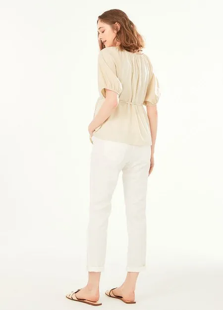 221003C1 Puff Sleeve Maternity & Nursing Top