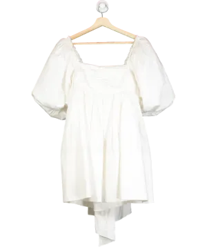 Aje White Casabianca Cotton Puff Sleeve Babydoll Dress UK 6