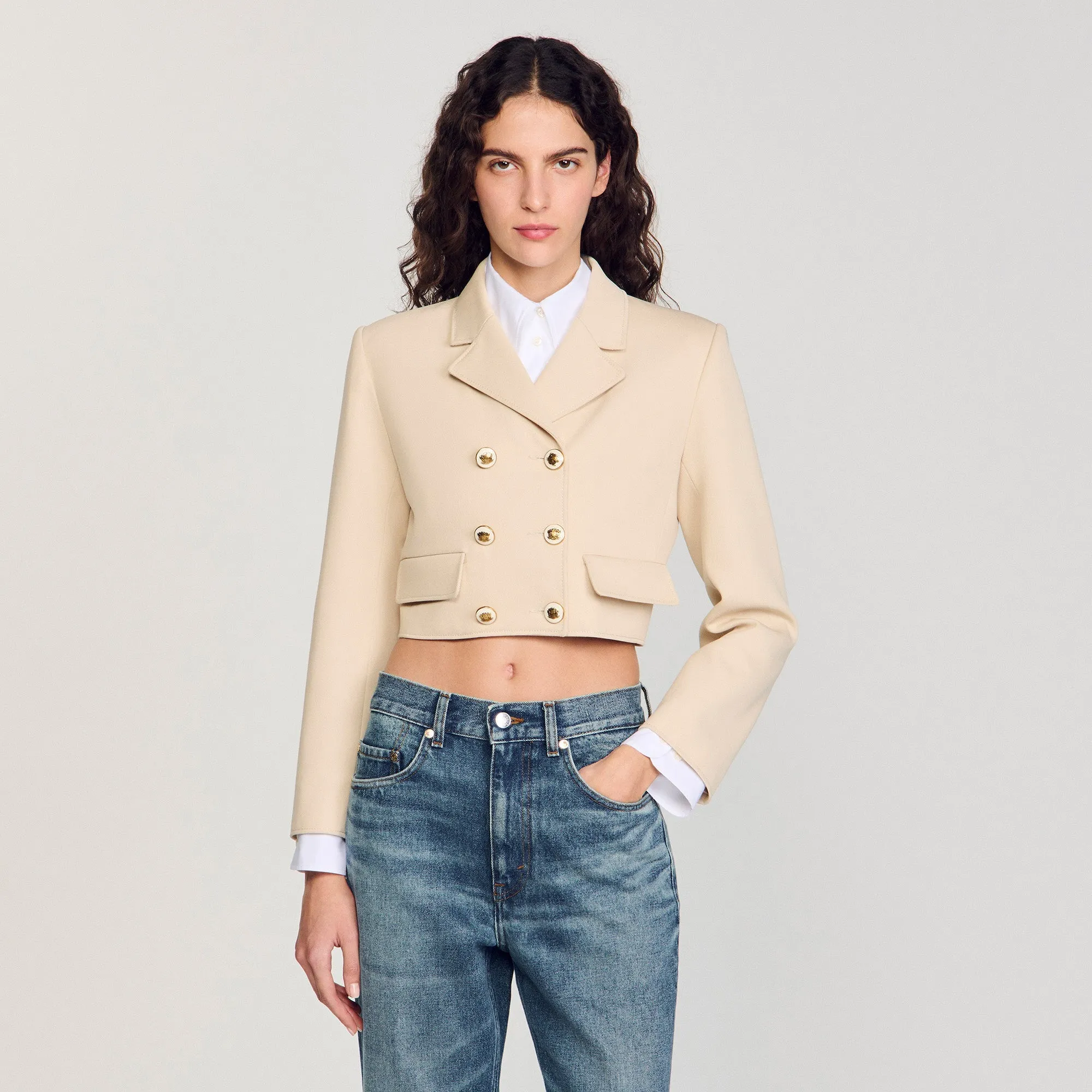 Alessandrie Cropped Jacket Sand