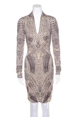 Alexander McQueen Cream and Black Knit Dress SZ S