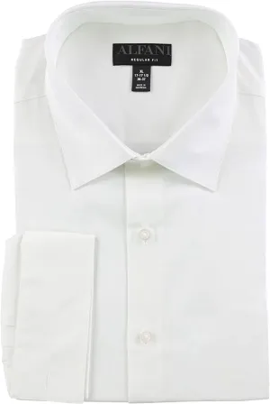 Alfani Mens Alfa Tech Solid Button Up Dress Shirt White 17-17 1/2