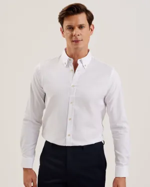 Allarde Long Sleeve Regular Branded Oxford Shirt White