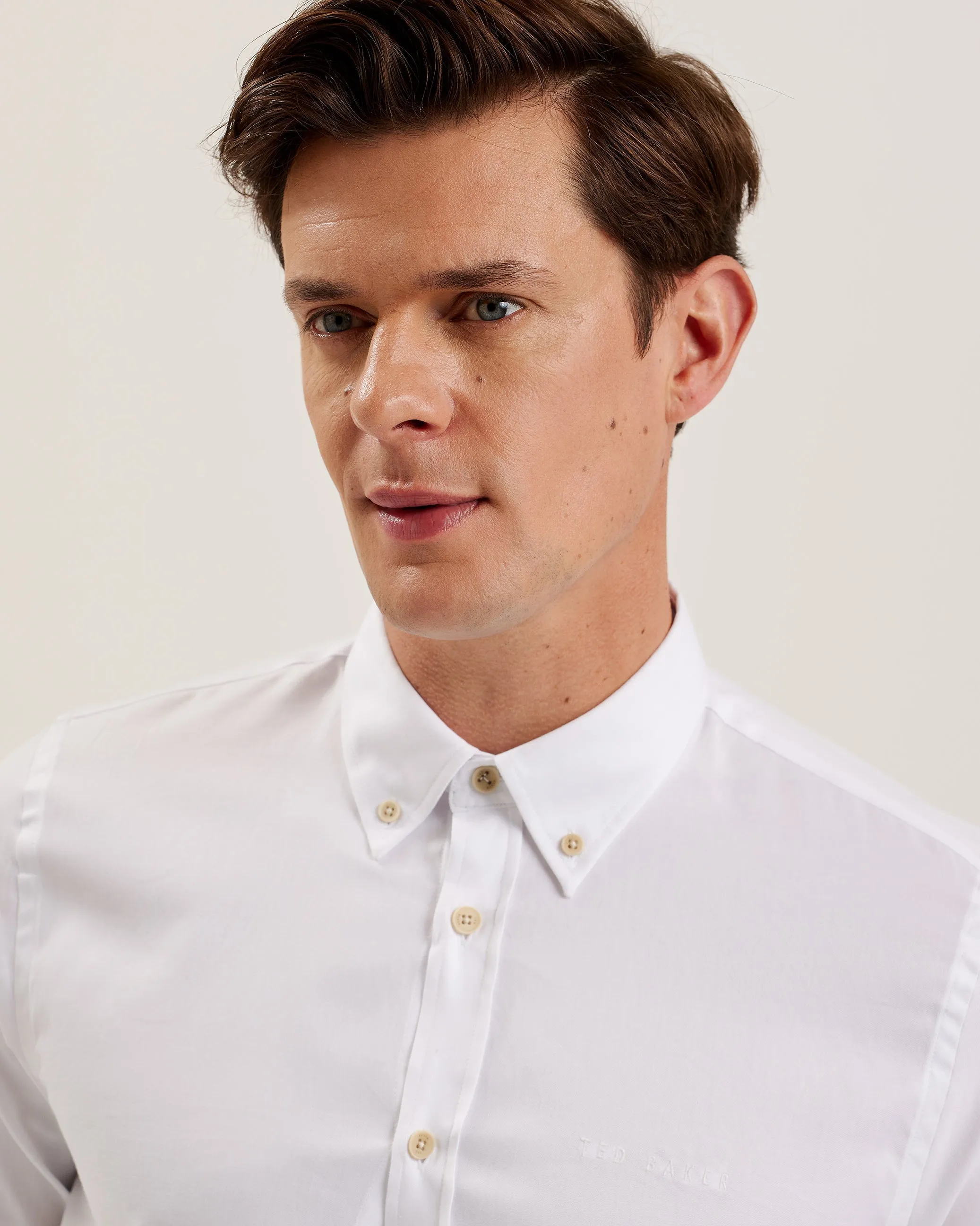 Allarde Long Sleeve Regular Branded Oxford Shirt White