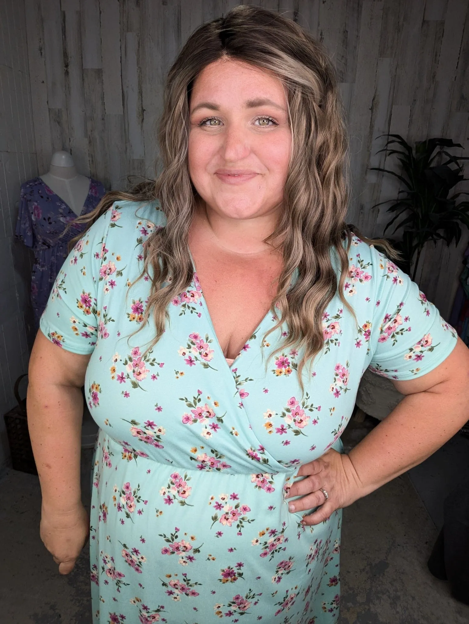 Allison Faux-Wrap Short Sleeve Dress in Florals