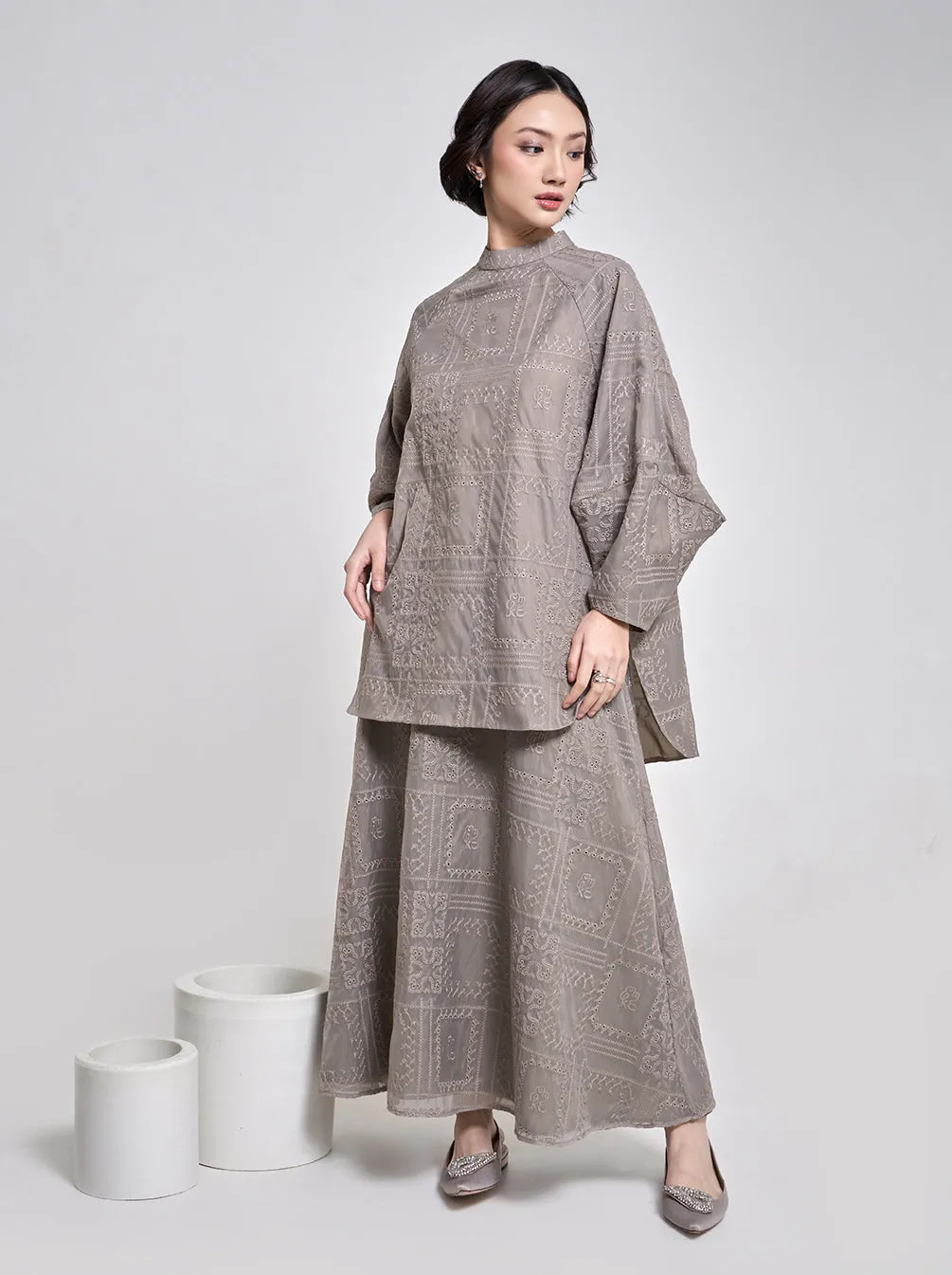 ARIA PUFF SLEEVE TOP GREY