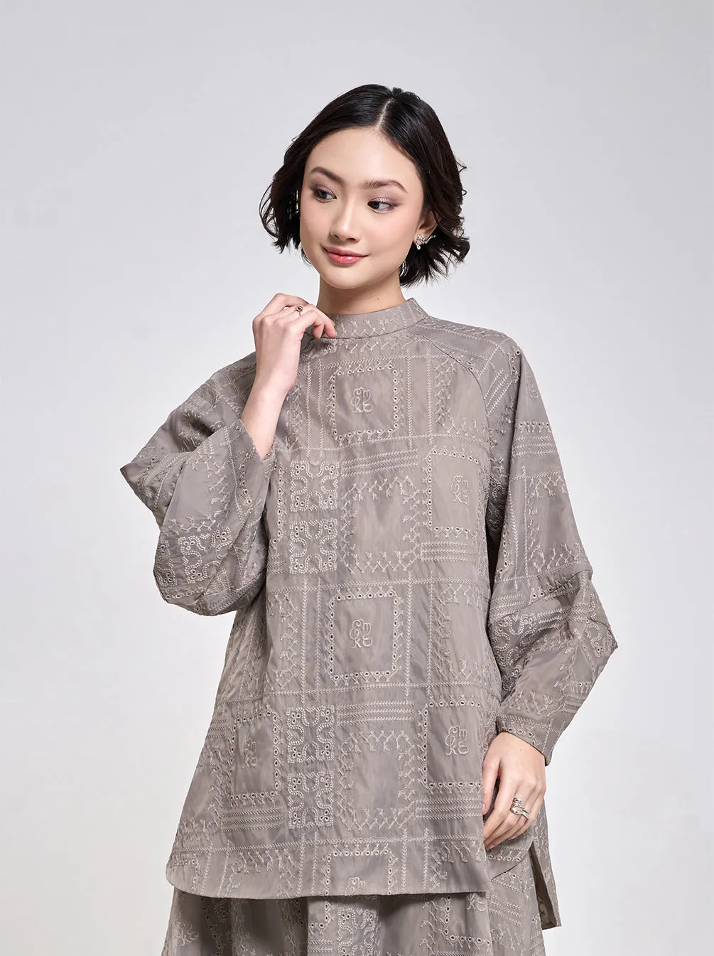 ARIA PUFF SLEEVE TOP GREY