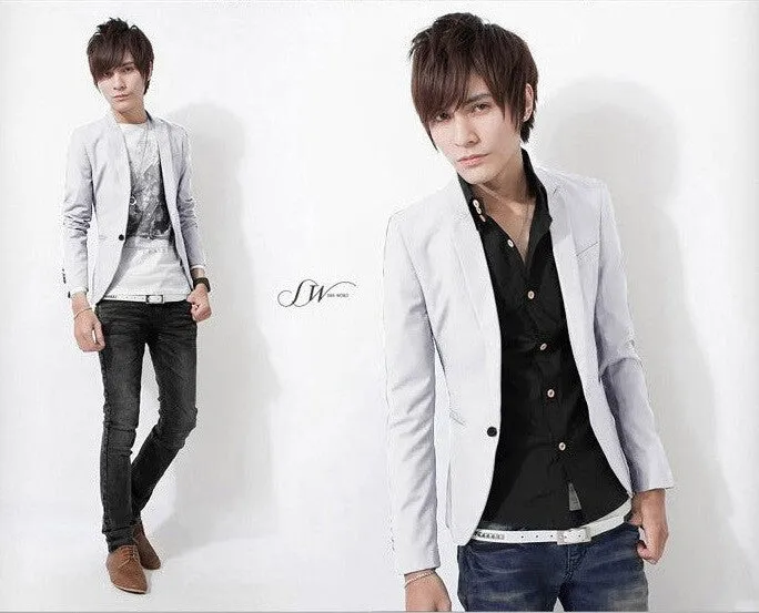 Arrival Single Button Leisure Blazers Men Male Fashion Slim Fit Casual Suit Red Navy Blue Blazer Dress Clothing M-3XL