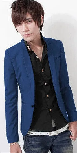 Arrival Single Button Leisure Blazers Men Male Fashion Slim Fit Casual Suit Red Navy Blue Blazer Dress Clothing M-3XL