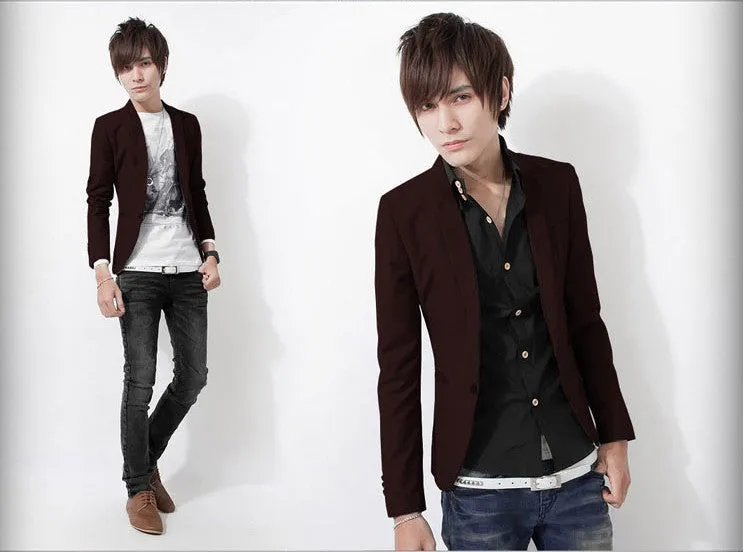 Arrival Single Button Leisure Blazers Men Male Fashion Slim Fit Casual Suit Red Navy Blue Blazer Dress Clothing M-3XL