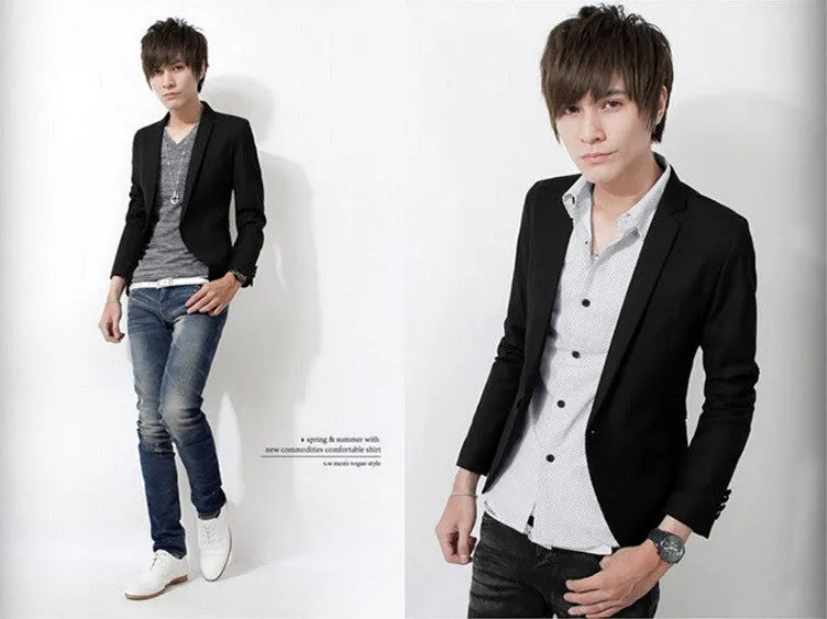 Arrival Single Button Leisure Blazers Men Male Fashion Slim Fit Casual Suit Red Navy Blue Blazer Dress Clothing M-3XL