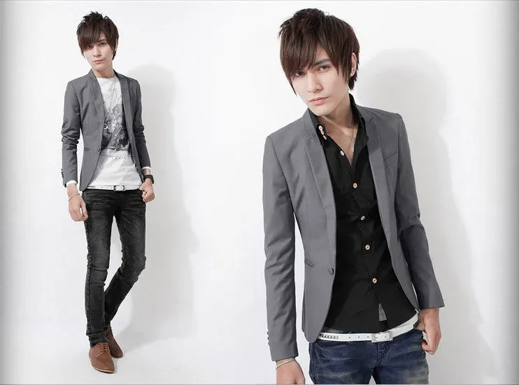 Arrival Single Button Leisure Blazers Men Male Fashion Slim Fit Casual Suit Red Navy Blue Blazer Dress Clothing M-3XL