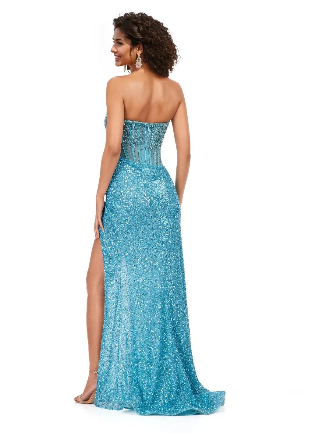 Ashley Lauren Corset Bustier Gown Wrap Skirt Evening Prom Dress
