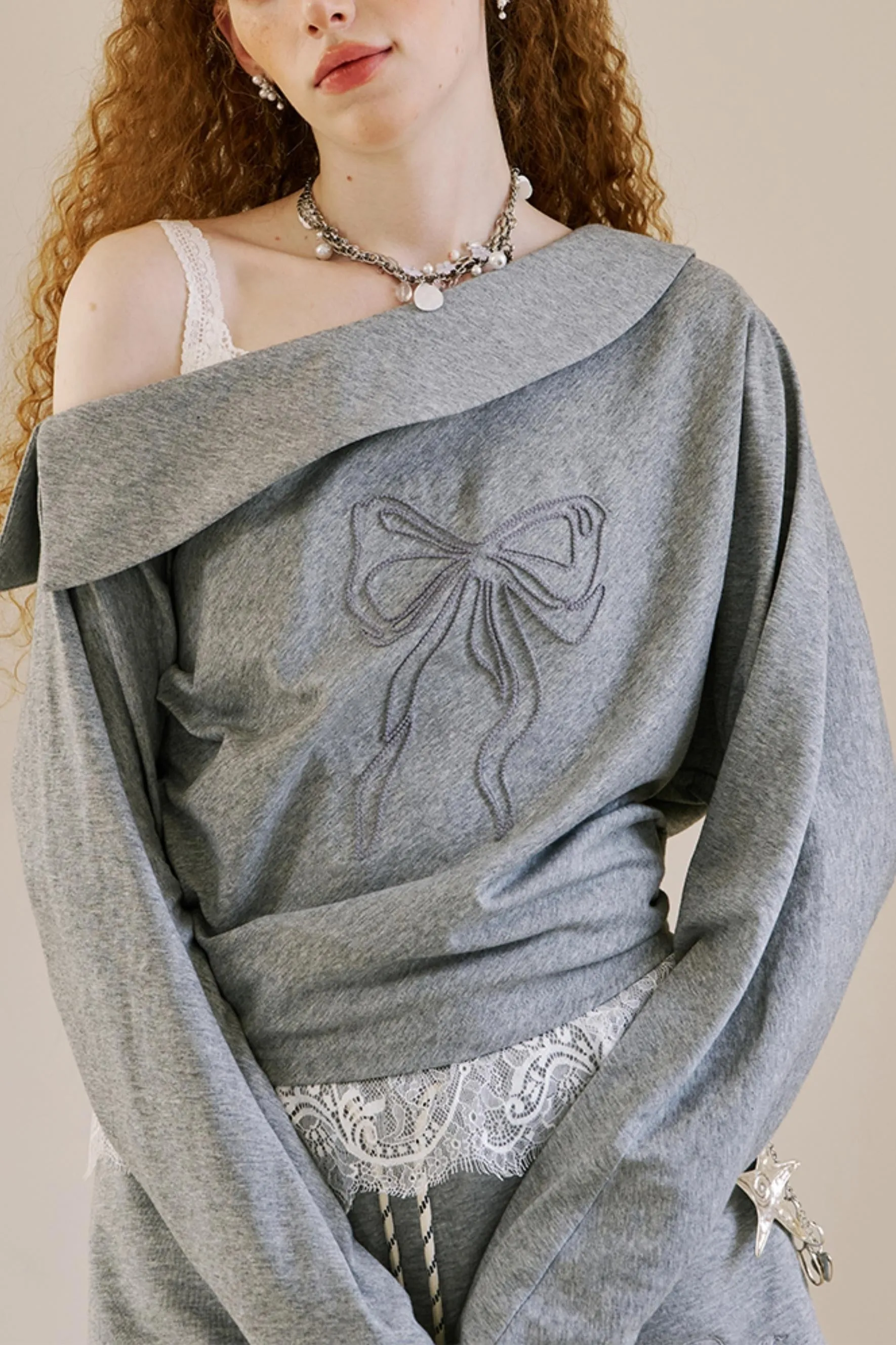 Asymmetrical Bow Tie Sweater