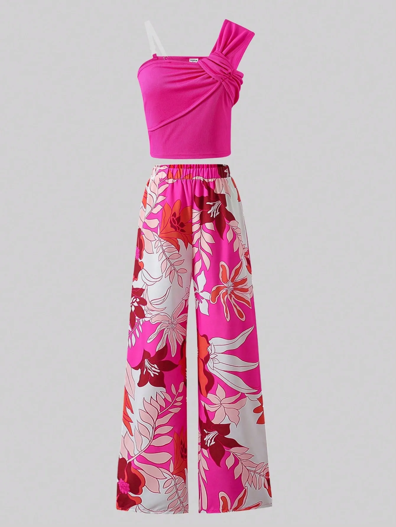 Asymmetrical draped top| Teen Girl Asymmetrical Neck Sleeveless Top