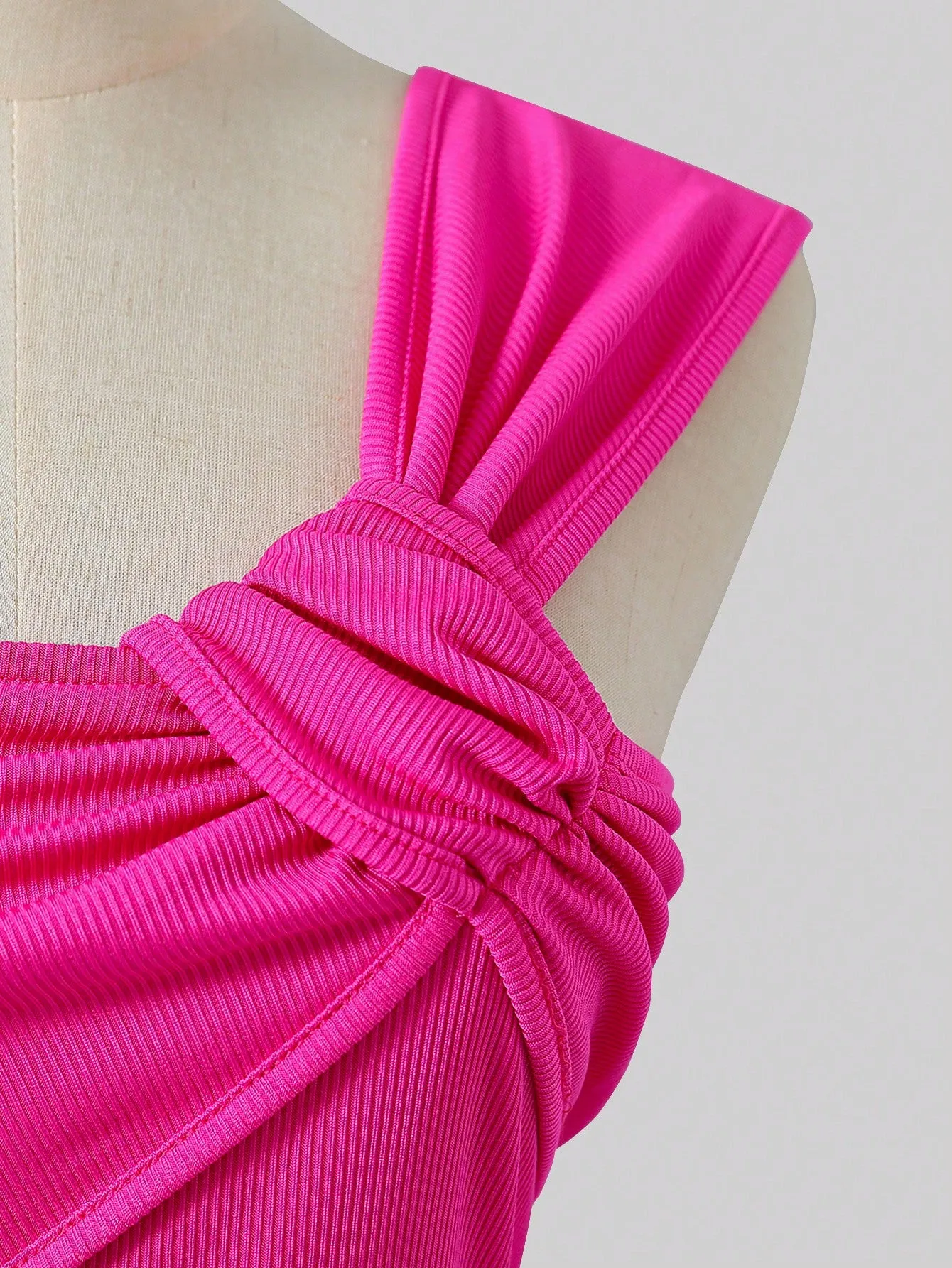 Asymmetrical draped top| Teen Girl Asymmetrical Neck Sleeveless Top