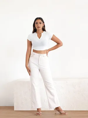 Asymmetrical Hem Detailed Crop Top
