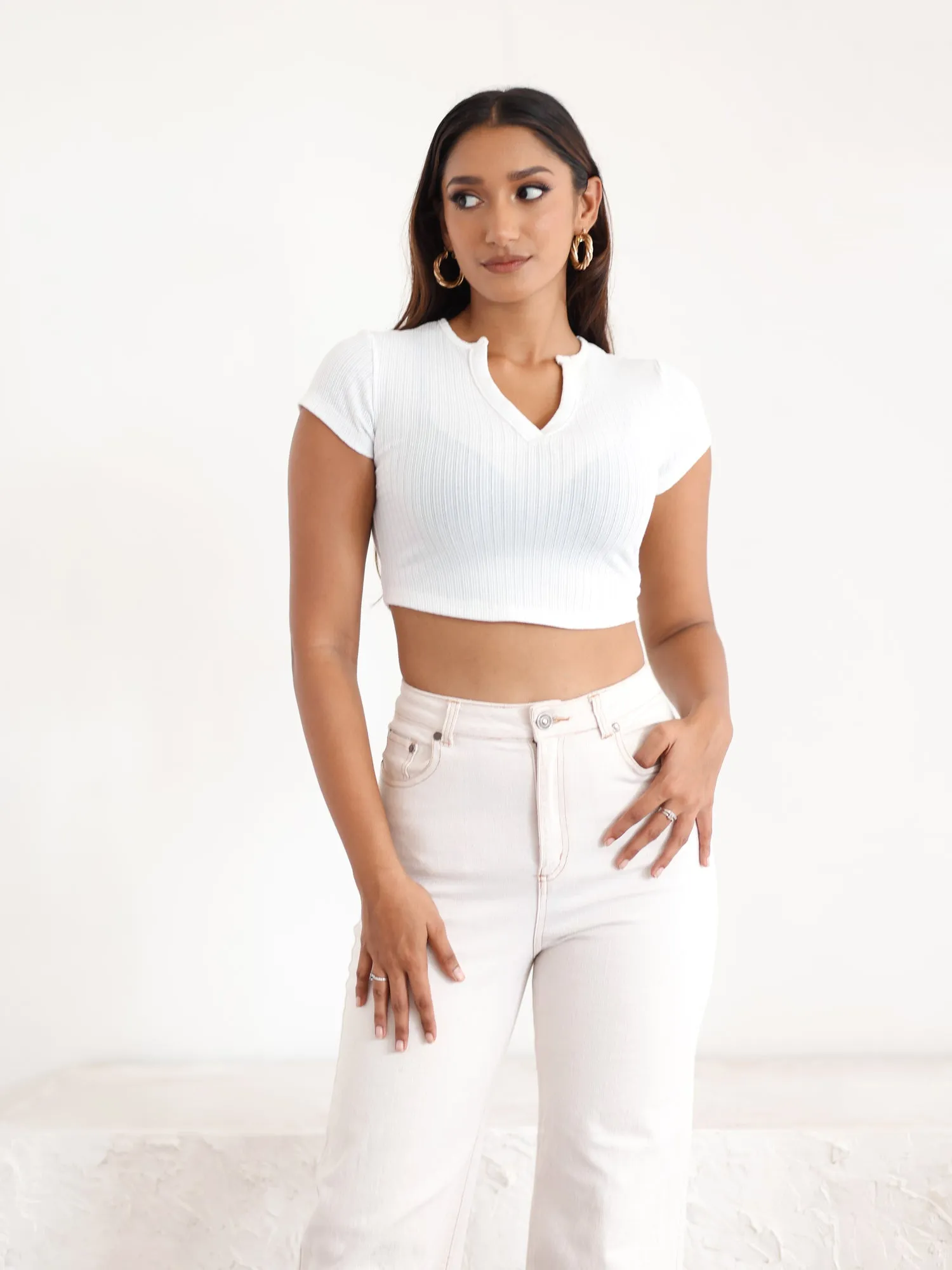 Asymmetrical Hem Detailed Crop Top