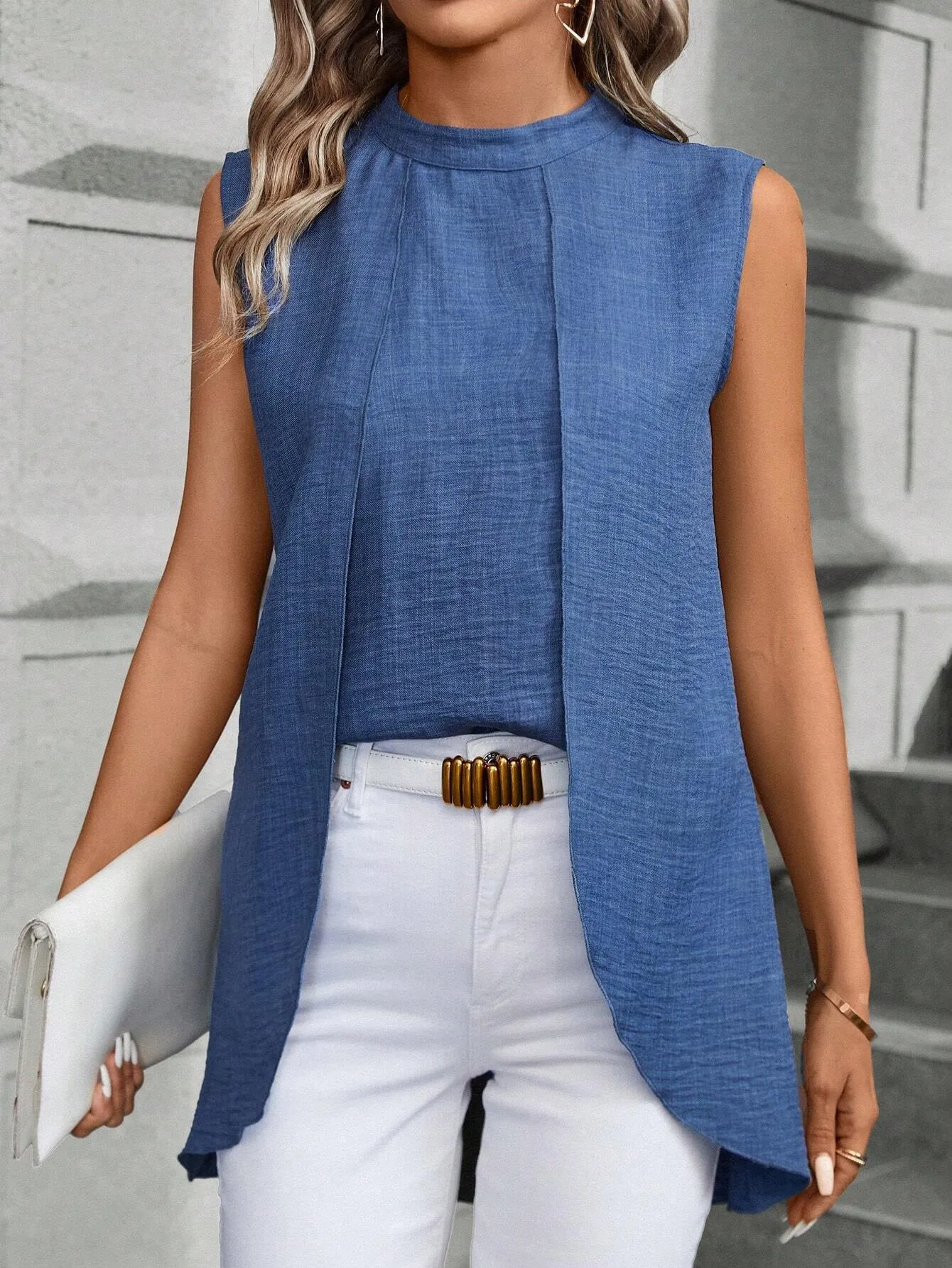 Asymmetrical Hem Sleeveless Blouse