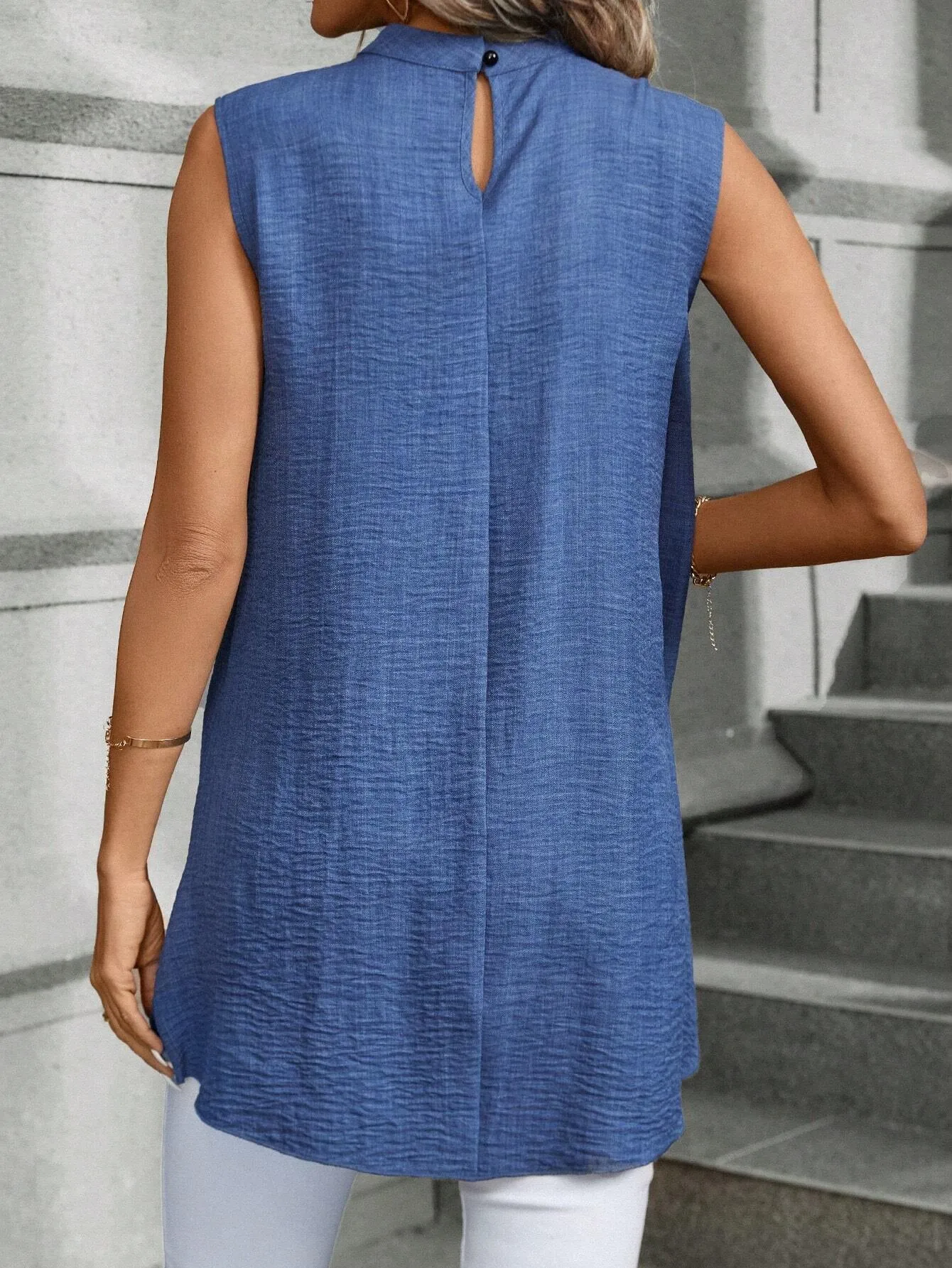 Asymmetrical Hem Sleeveless Blouse