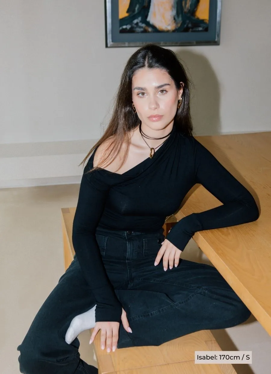 Asymmetrical Longsleeve Micro Modal – Black