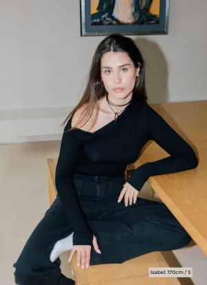 Asymmetrical Longsleeve Micro Modal – Black