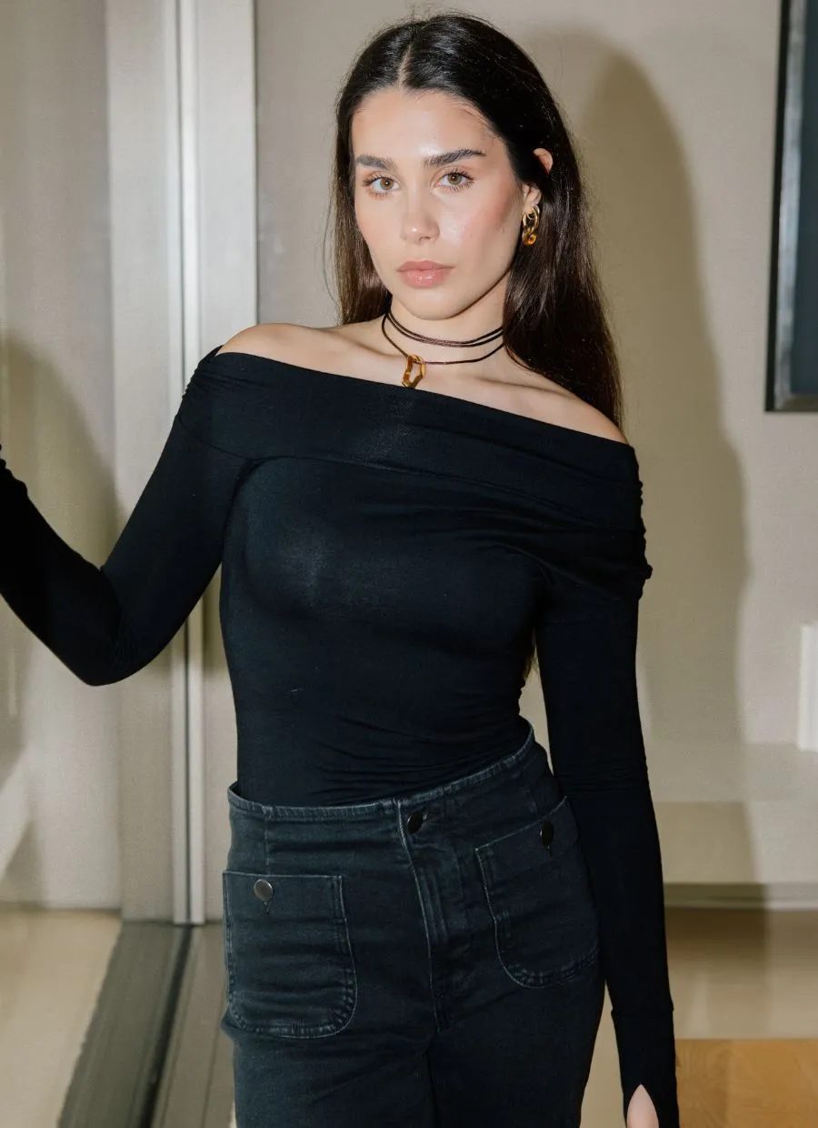Asymmetrical Longsleeve Micro Modal – Black