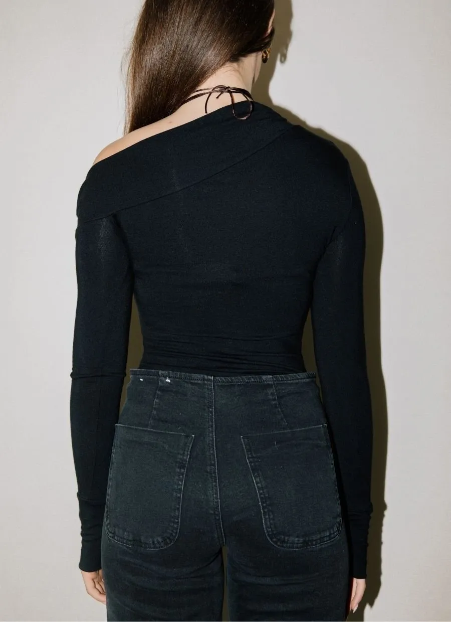 Asymmetrical Longsleeve Micro Modal – Black