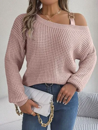 Asymmetrical Neck Long Sleeve Sweater (5 Colors)