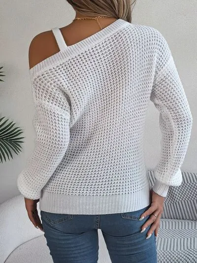 Asymmetrical Neck Long Sleeve Sweater (5 Colors)
