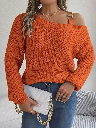 Asymmetrical Neck Long Sleeve Sweater (5 Colors)