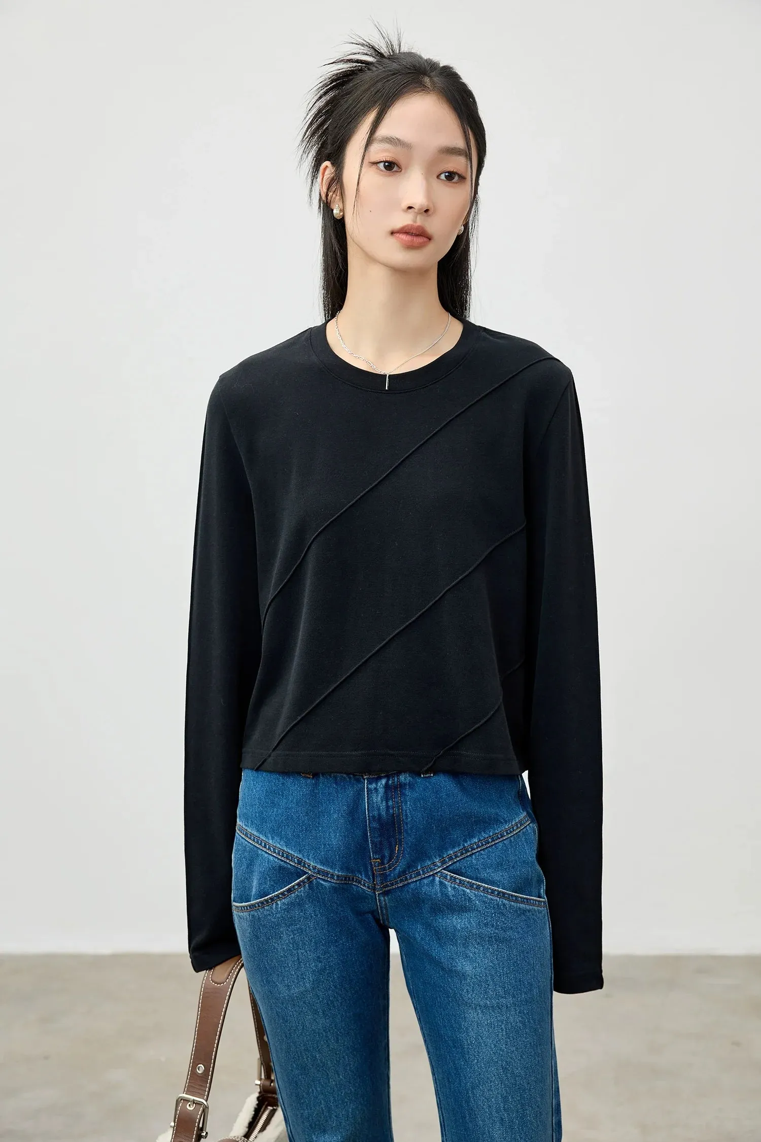 Asymmetrical Seam Long Sleeve Top
