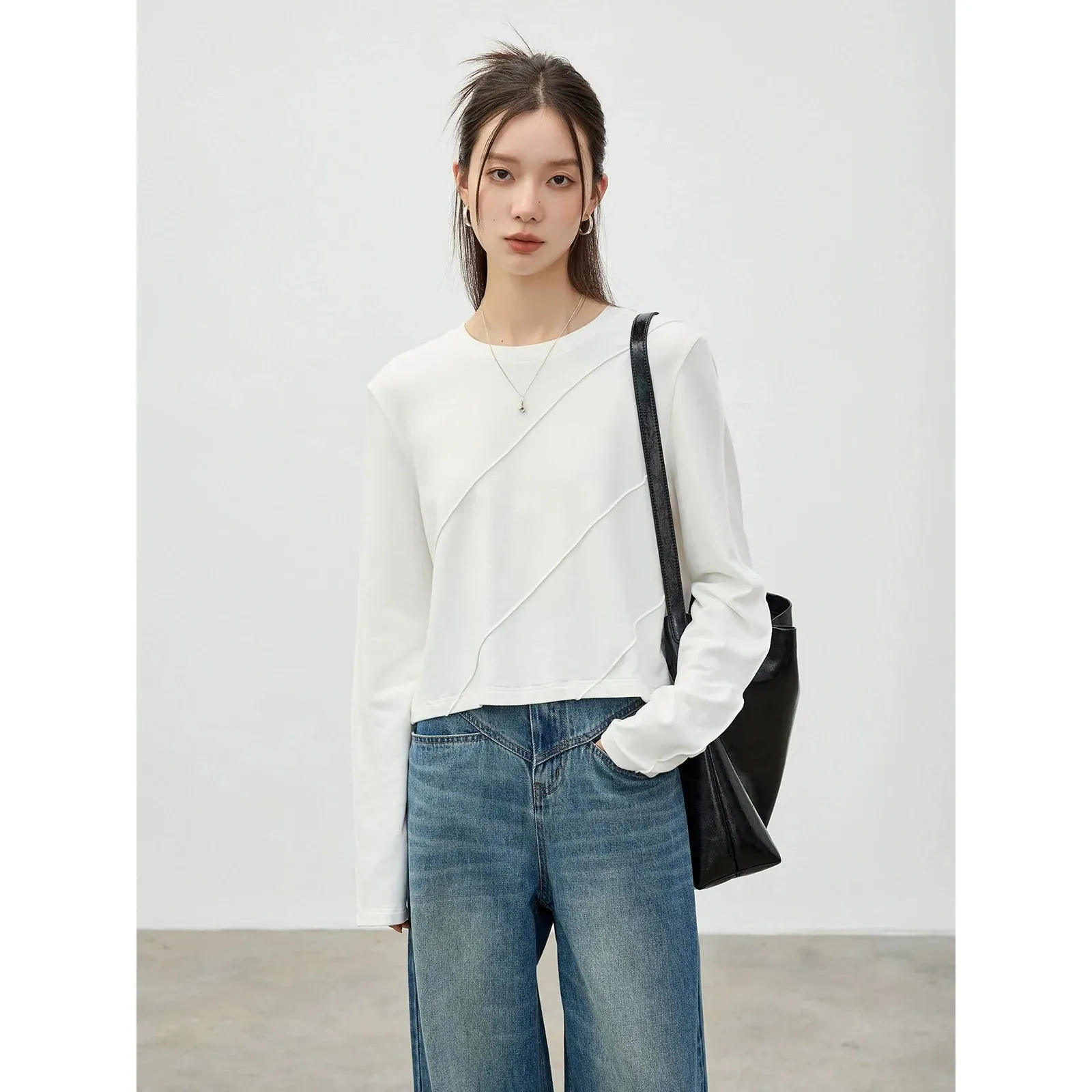 Asymmetrical Seam Long Sleeve Top