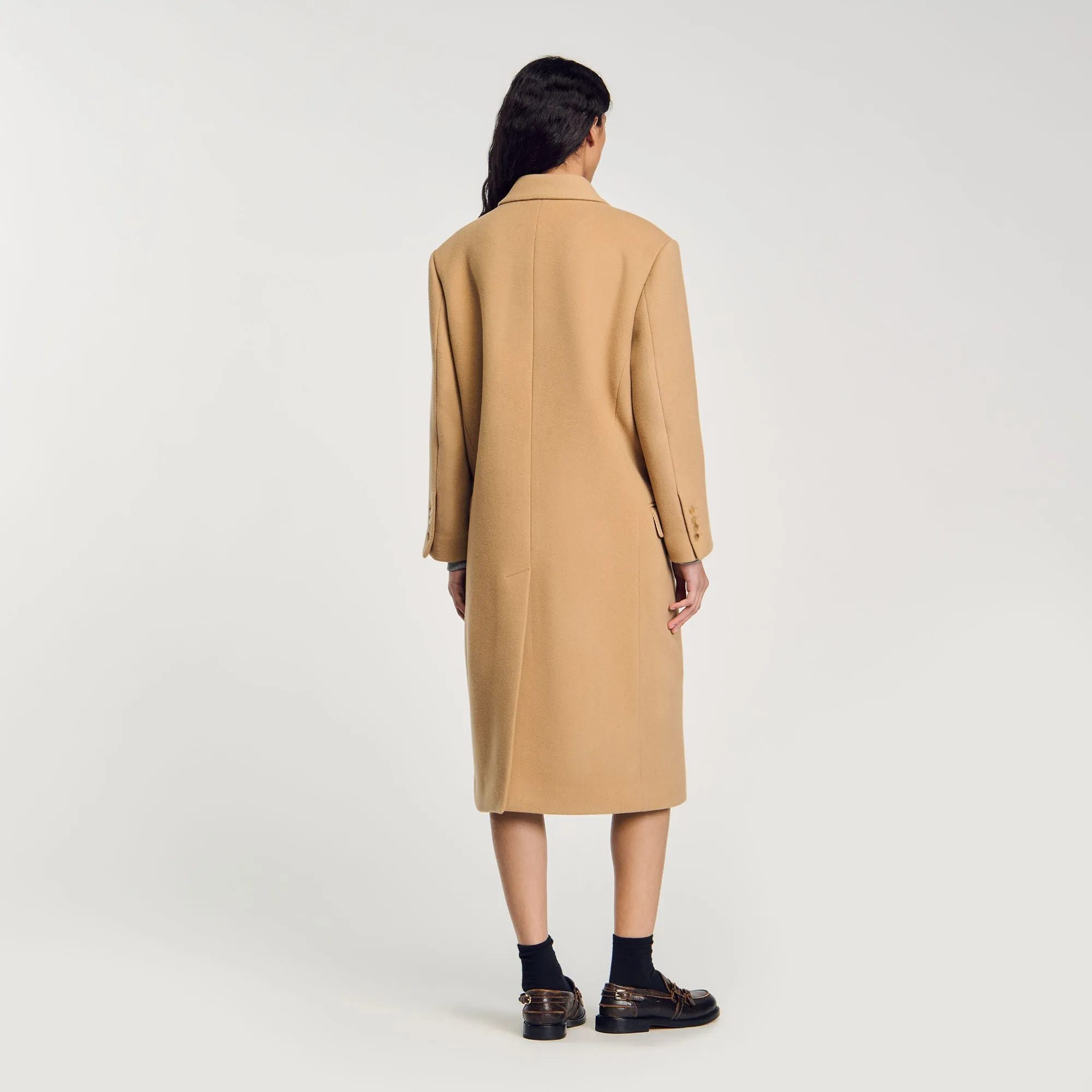 Automne Long Wool-Blend Coat Camel