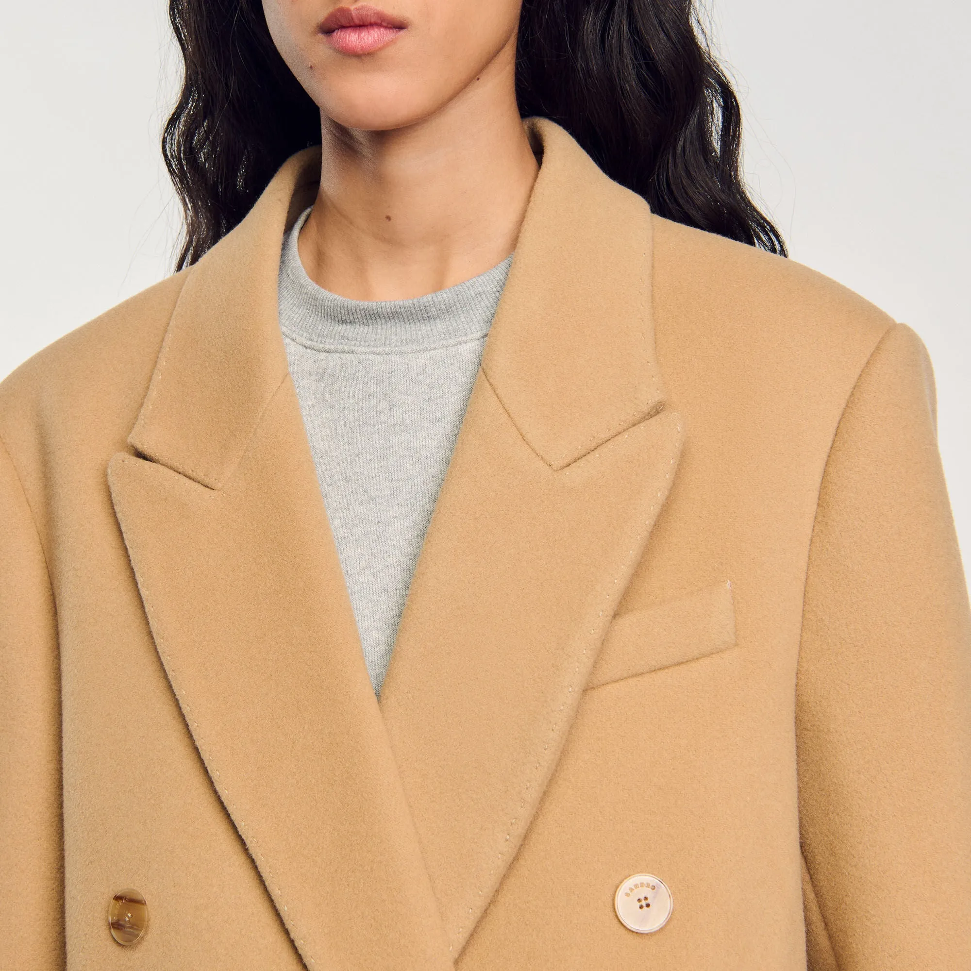 Automne Long Wool-Blend Coat Camel