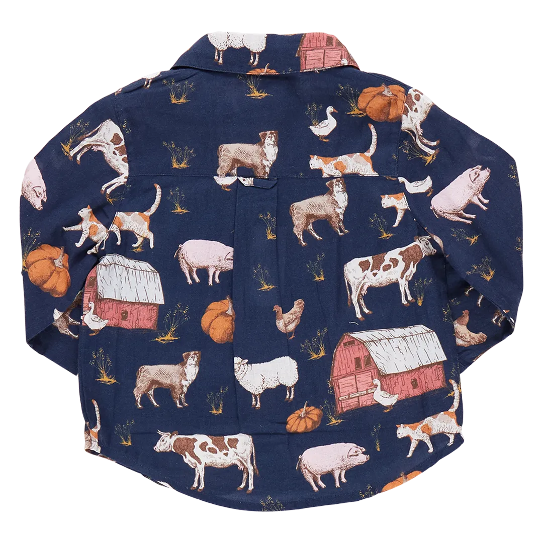 Baby Boys Jack Shirt - On The Farm ||  Pink Chicken