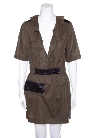 Balenciaga Green Short Sleeve Nylon Dress SZ 40 NWT