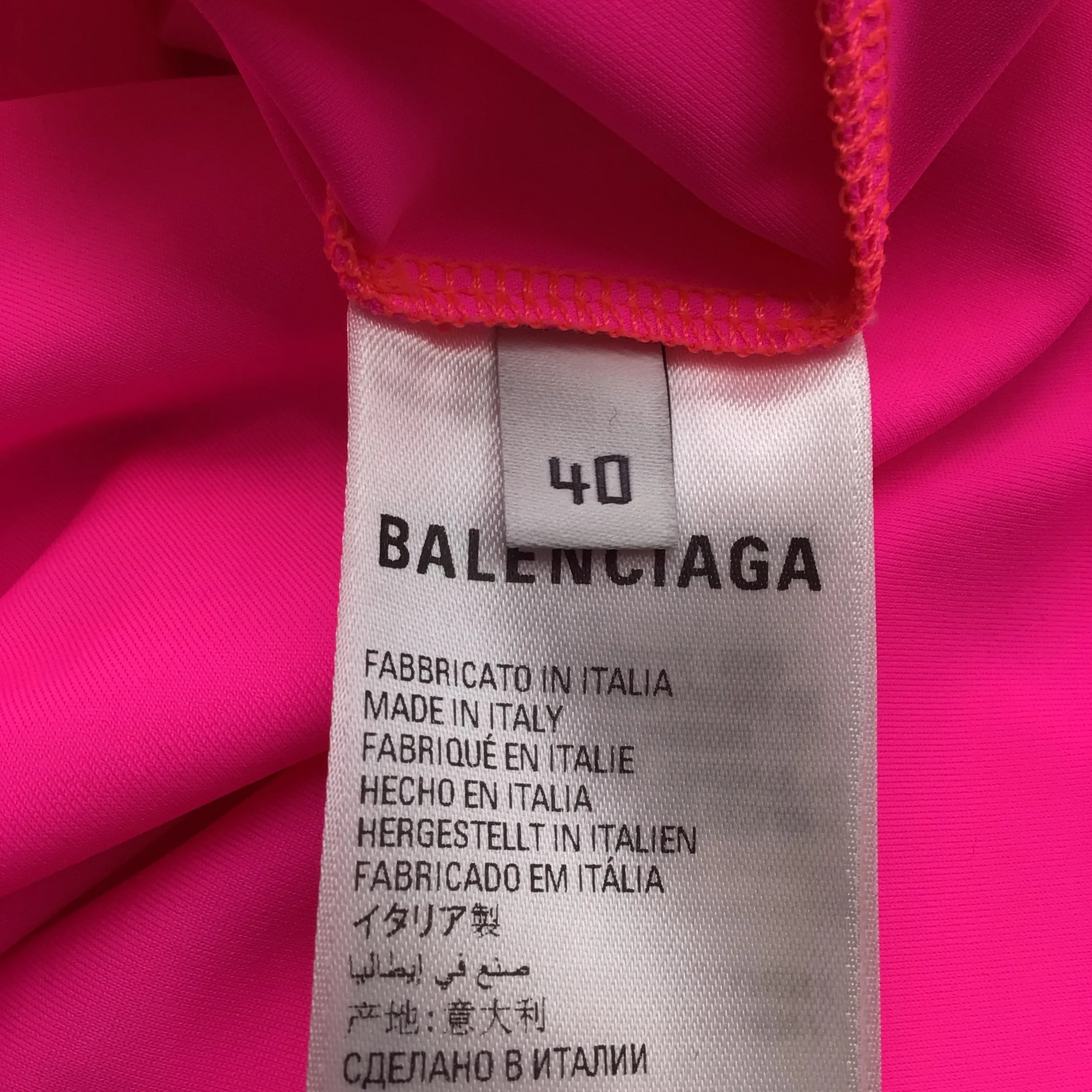 Balenciaga Hot Pink Drawstring Detail Ruched Fitted Long Sleeved Mini Dress