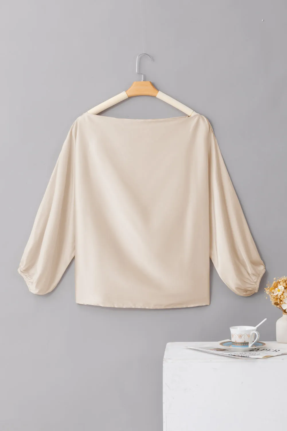 Balloon Sleeve Satin Blouse