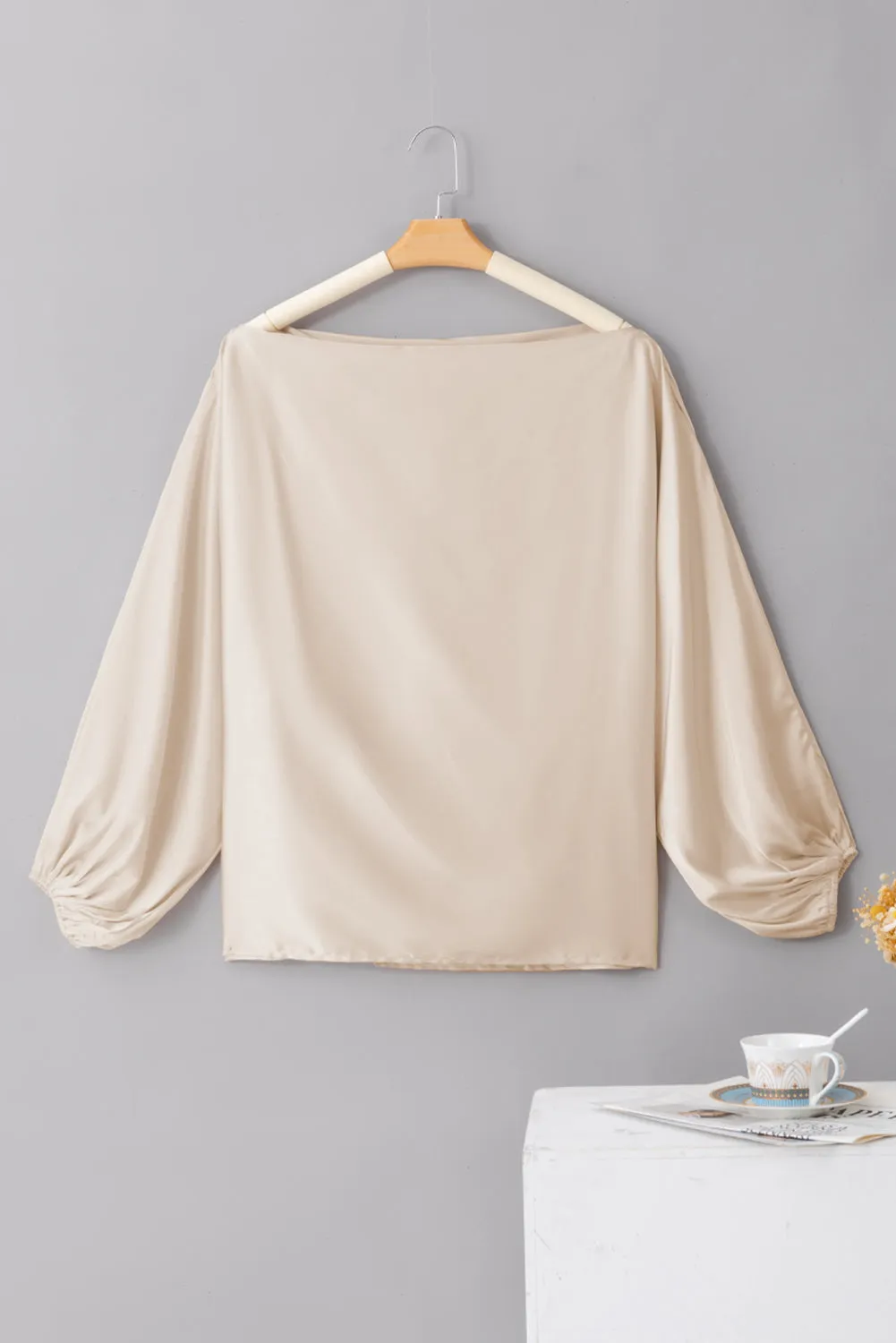 Balloon Sleeve Satin Blouse