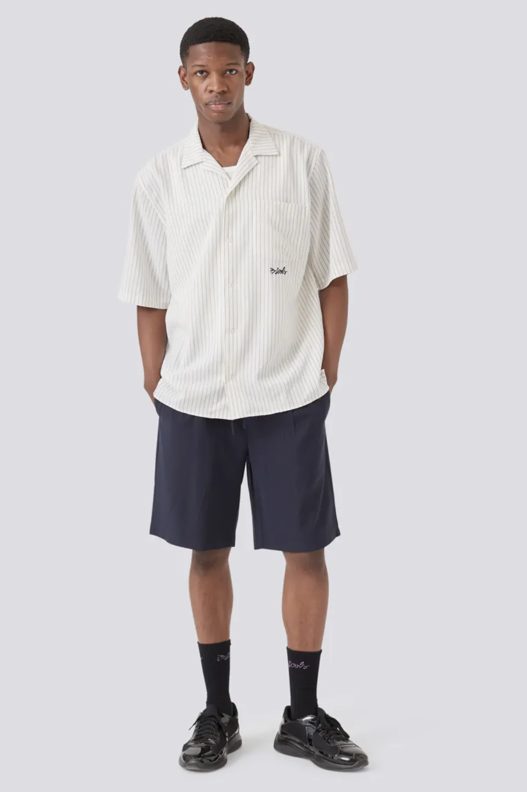 BARNEY COOLS BOXY SHIRT - WHITE STRIPE