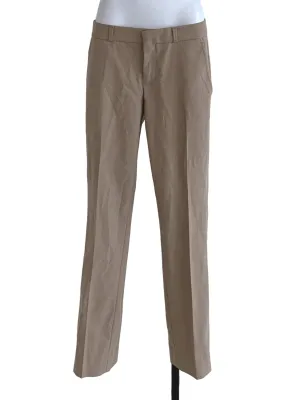 Beige Plain Formal Pants