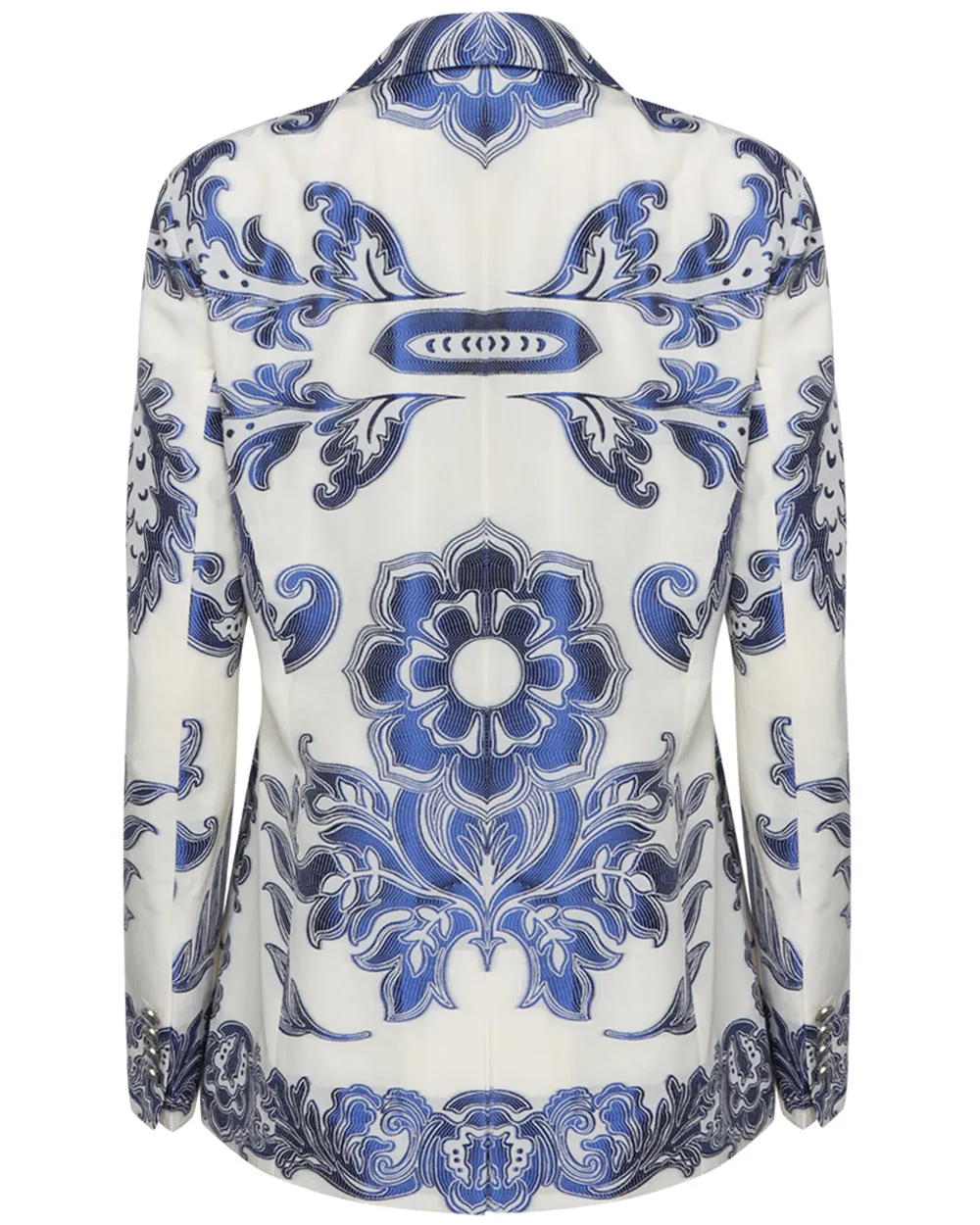 Bianco and Blue Paisley Single Breasted Blazer