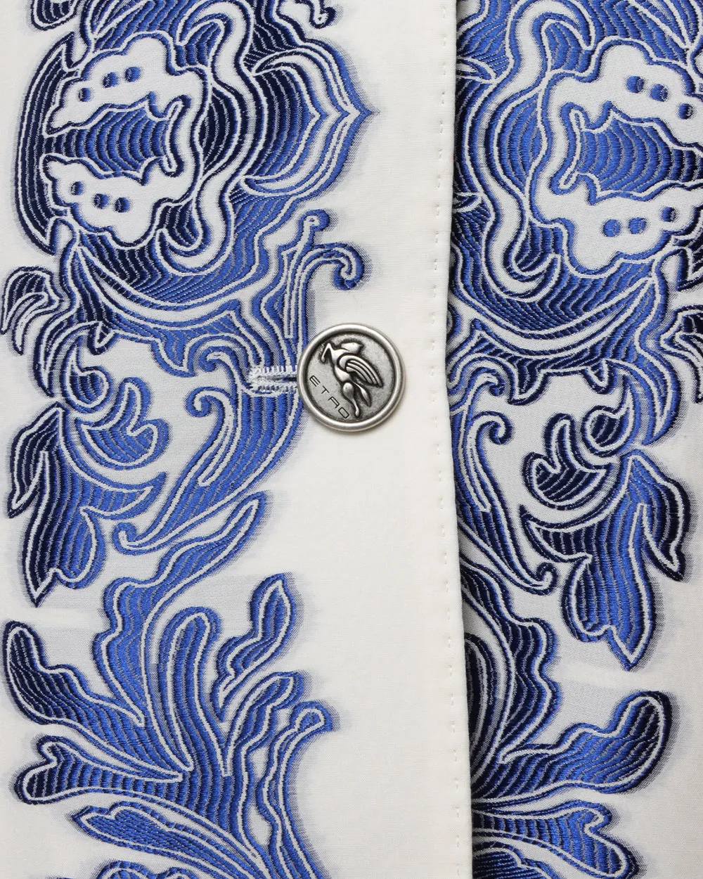 Bianco and Blue Paisley Single Breasted Blazer
