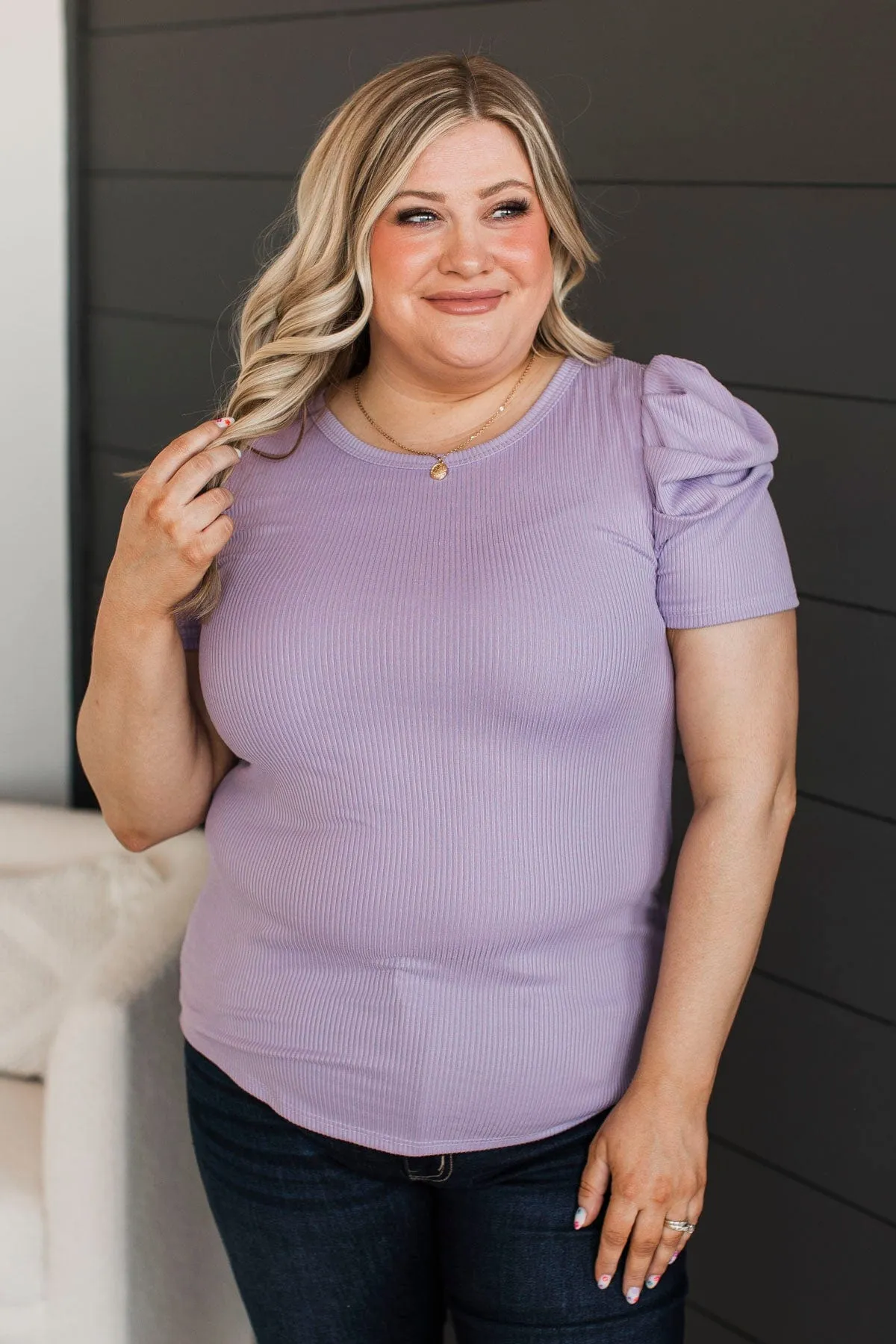Big City Dreams Puff Sleeve Top- Lavender