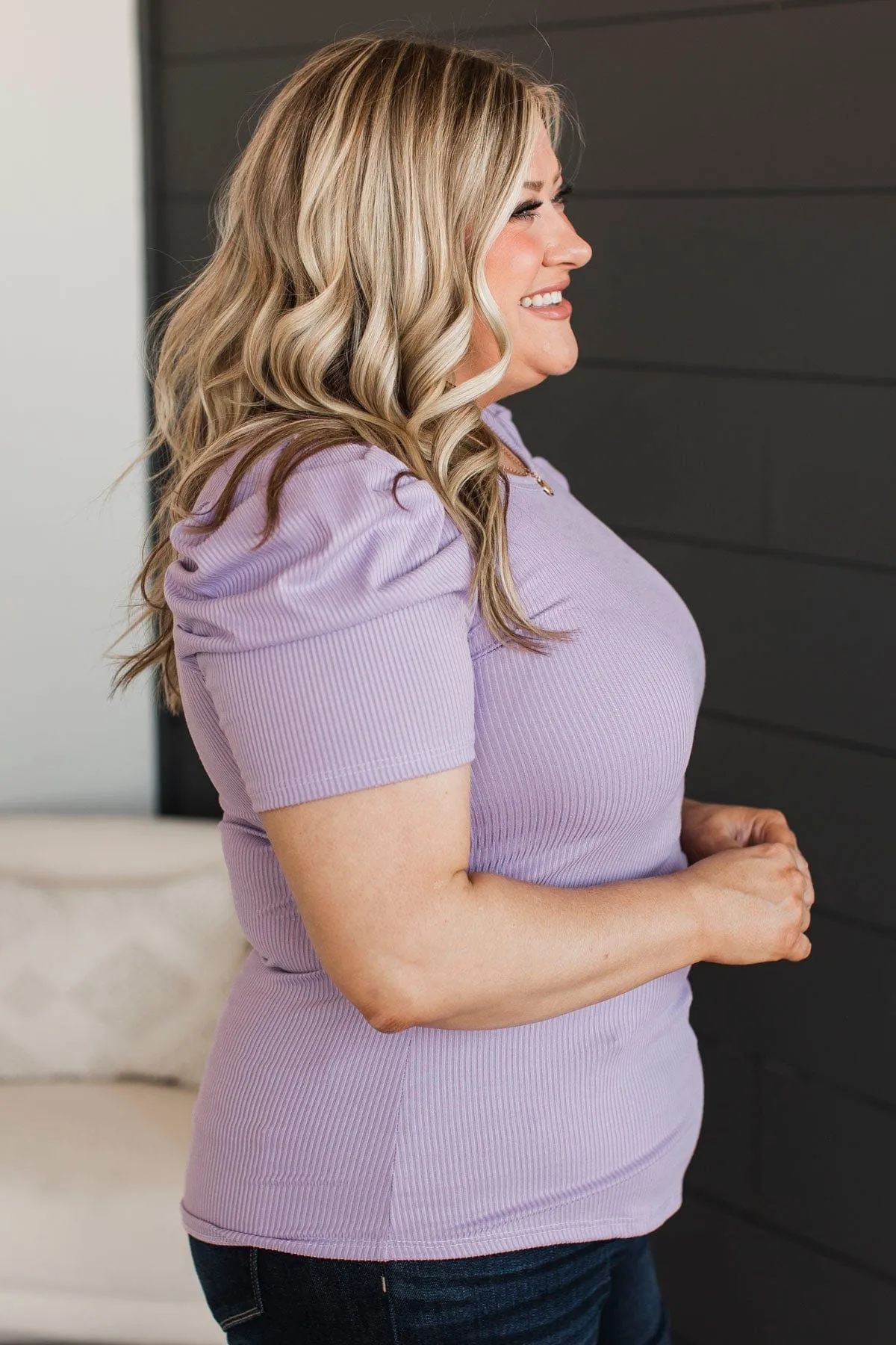 Big City Dreams Puff Sleeve Top- Lavender