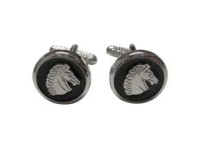 Black and Silver Toned Horse Head Cufflinks