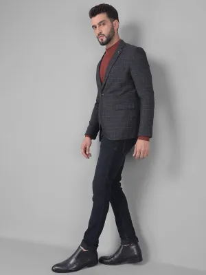 Black Checked Single Breasted Blazer