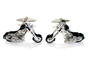 Black Chopper Bike Cufflinks